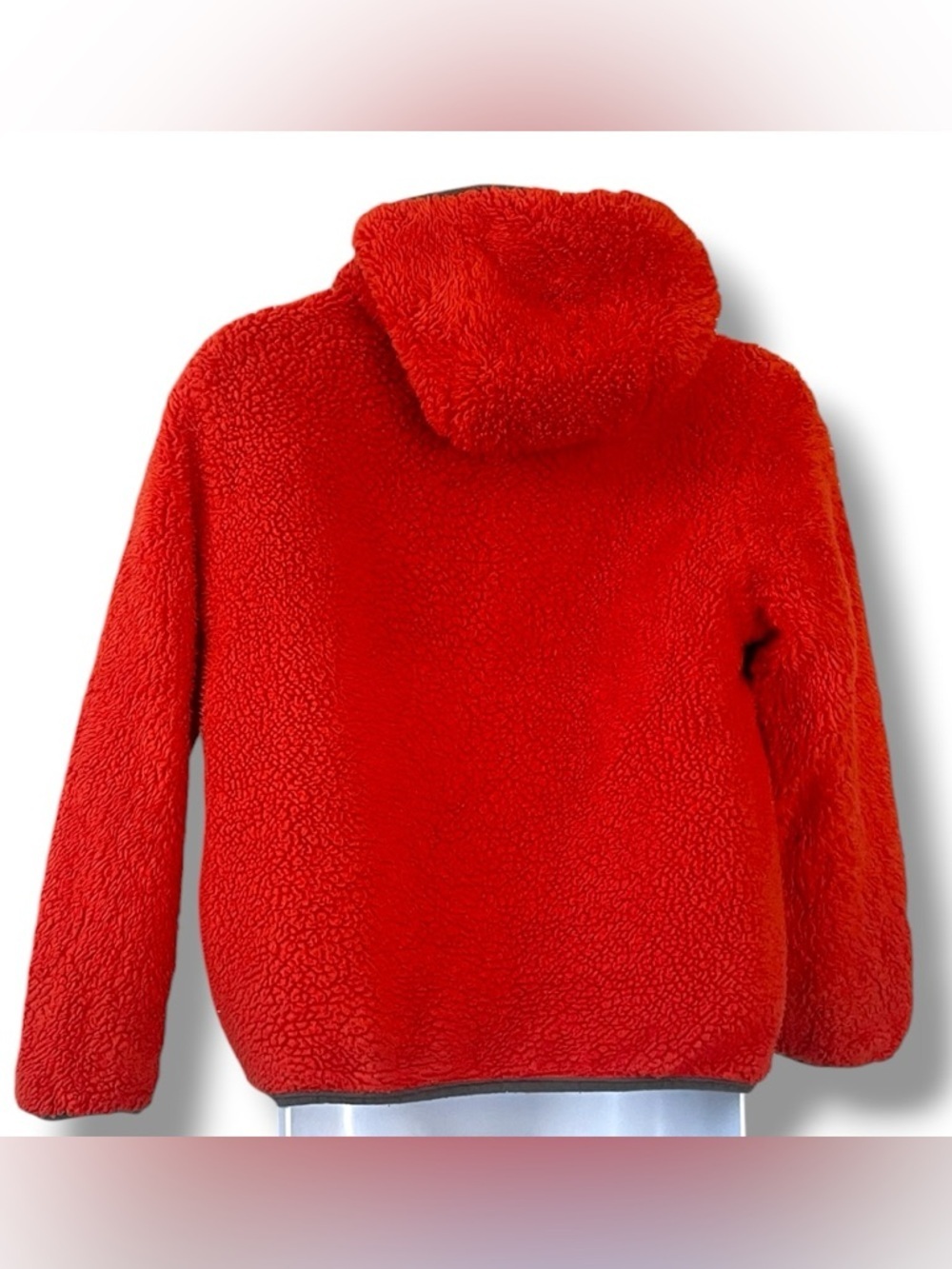 Eddie Bauer Reversible Jacket Kids S 7/8 Gray Puffer Orange Sherpa Hooded Coat - Picture 10 of 12